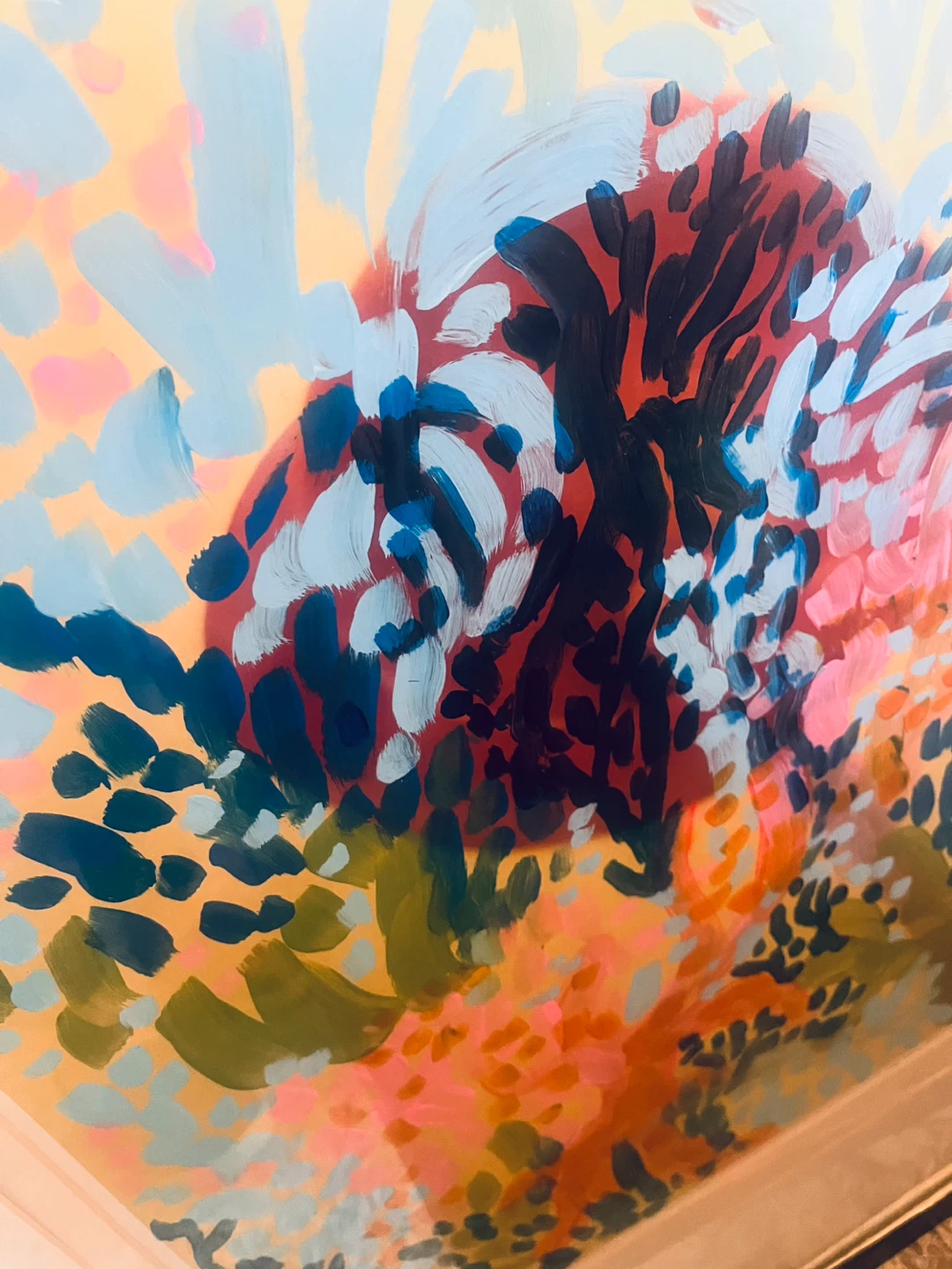 Abstract Painted Art in Black Frame - photo 3