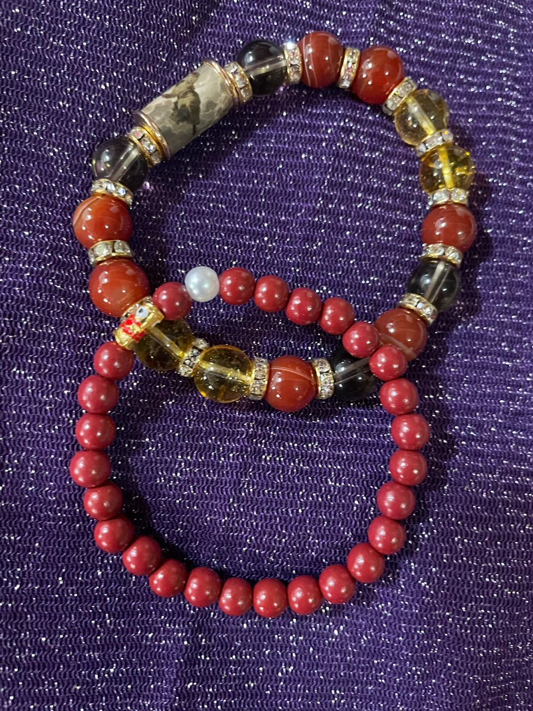 Set of Two 8mm Natural Beaded Bracelets