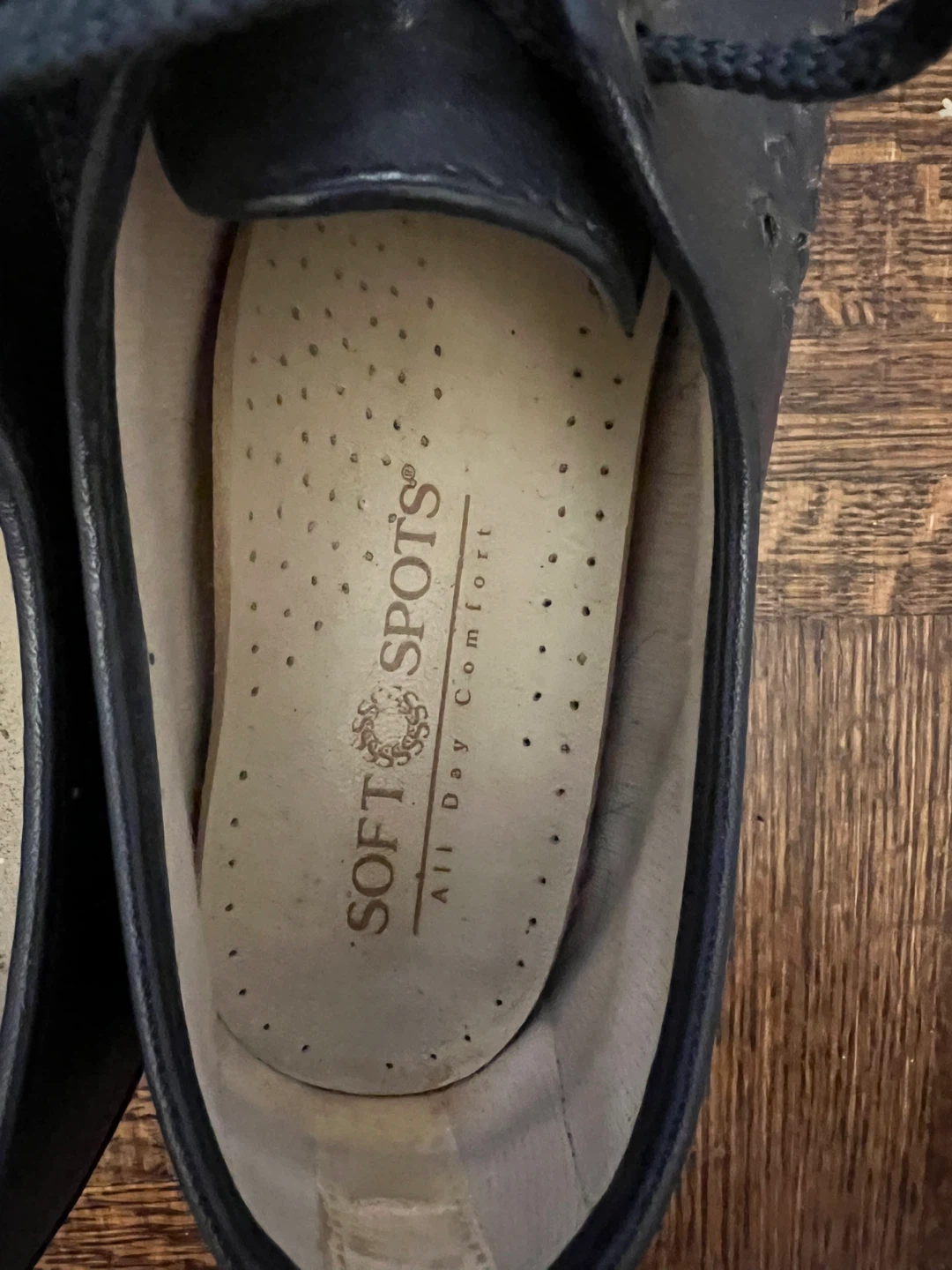 Soft Spots Navy Leather Lace-Up Shoes - photo 2