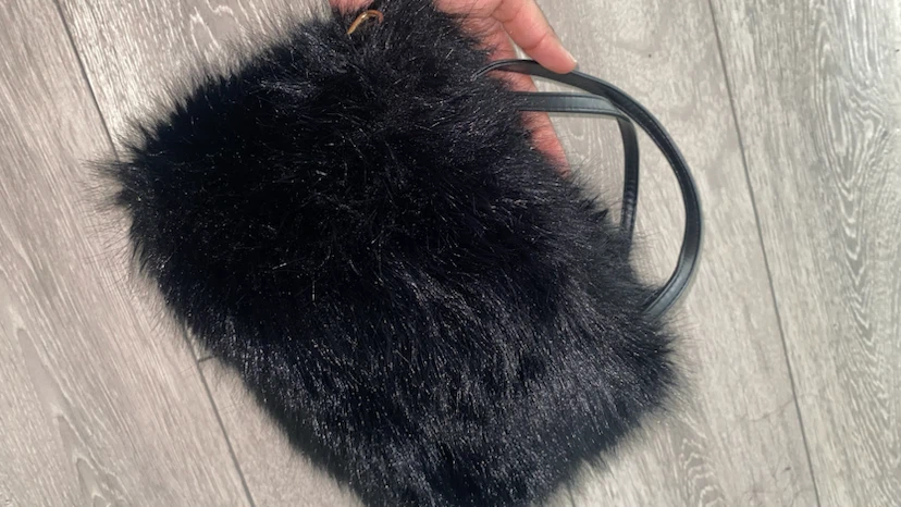 Black Faux Fur Handbag
