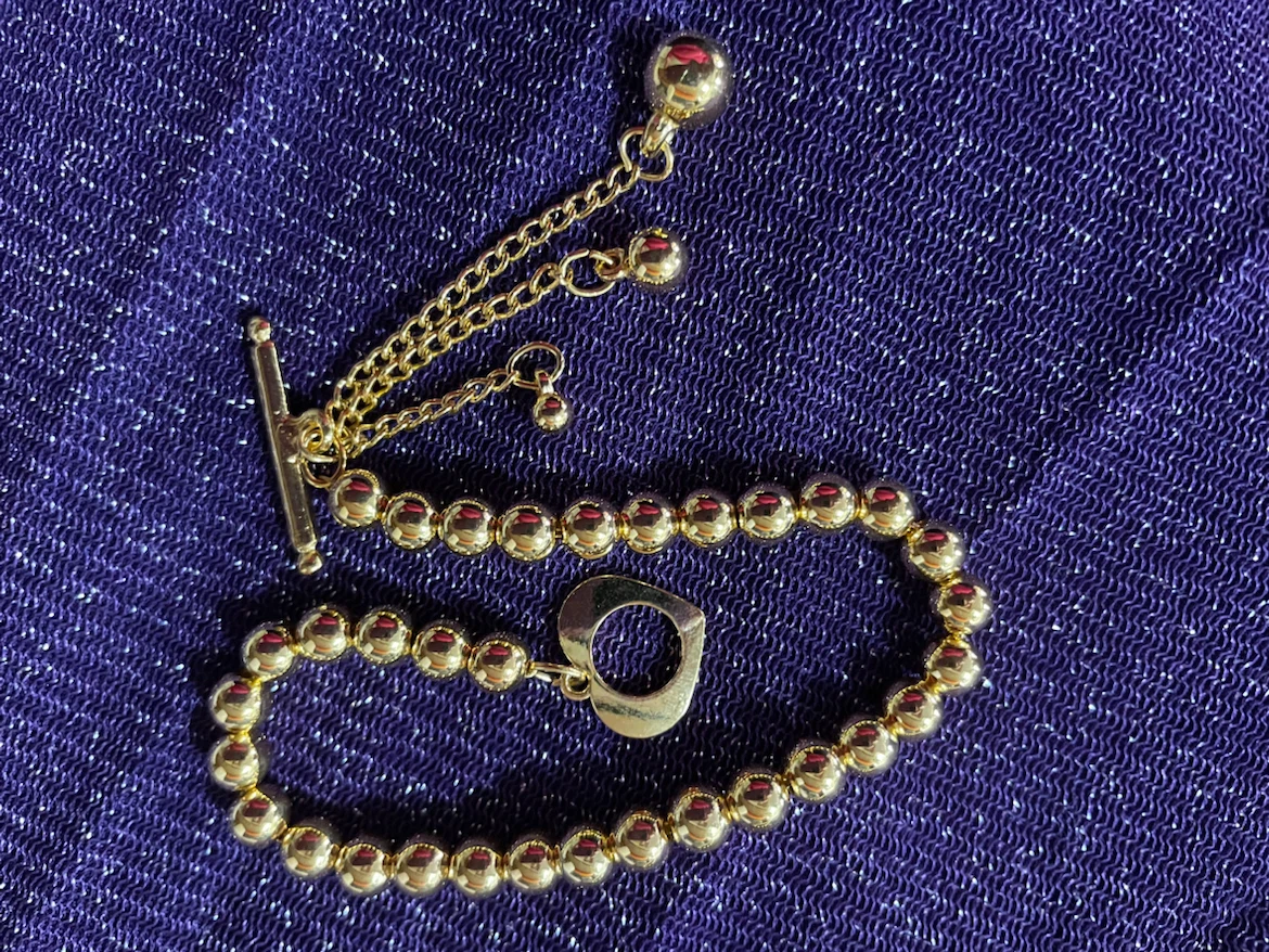 Two gold plated hand beaded bracelets - photo 3