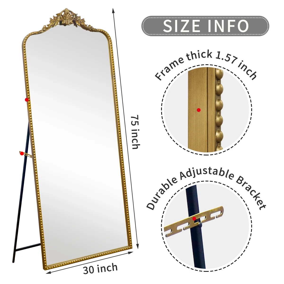 Brand new Arched Full Length Gold Mirror - photo 2