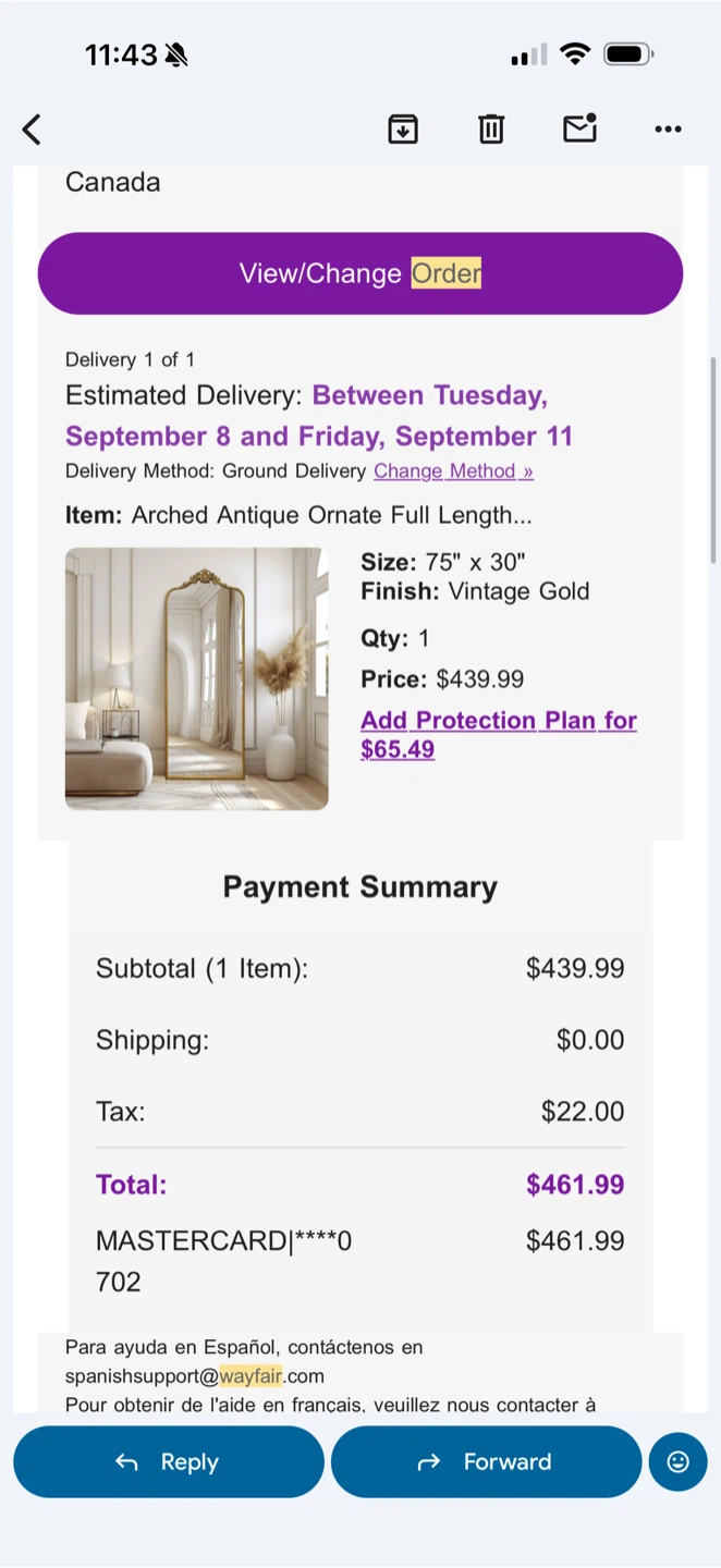 Brand new Arched Full Length Gold Mirror - photo 3