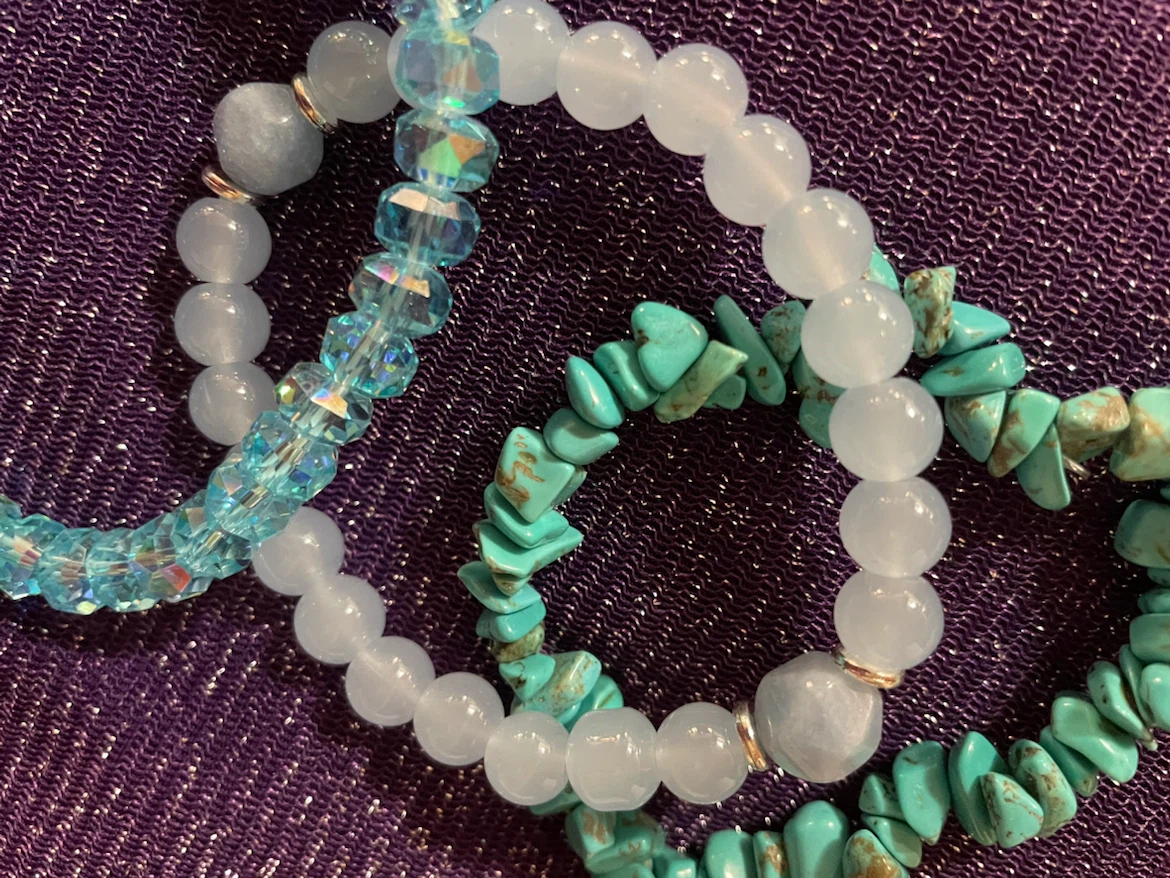 3 hand Beaded Natural Stone Bracelets