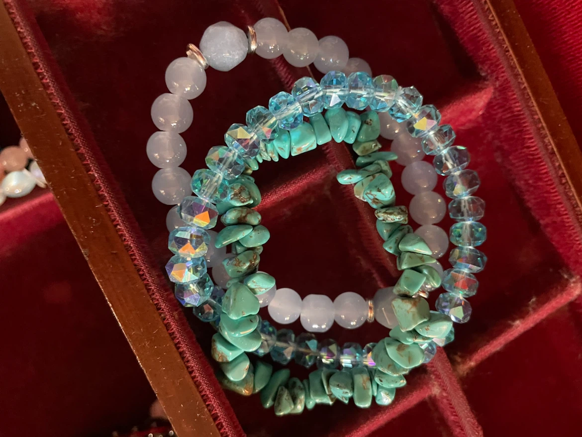 3 hand Beaded Natural Stone Bracelets - photo 2