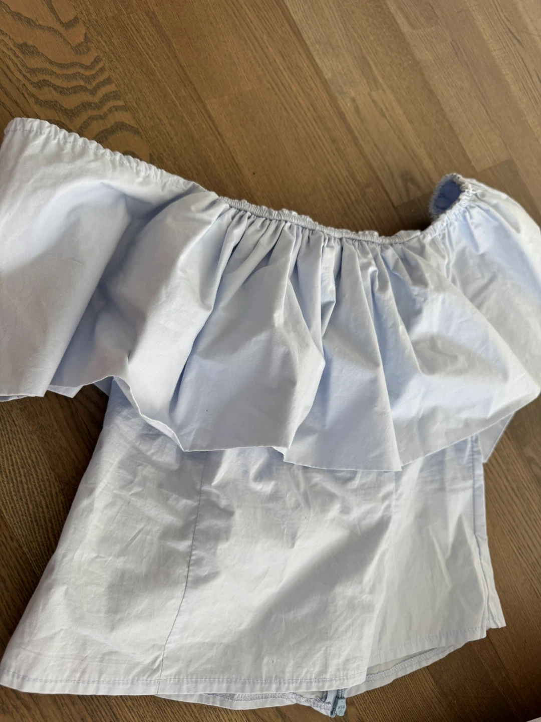 European Designer’s Light Blue Off-the-Shoulder Ruffle Top - photo 2