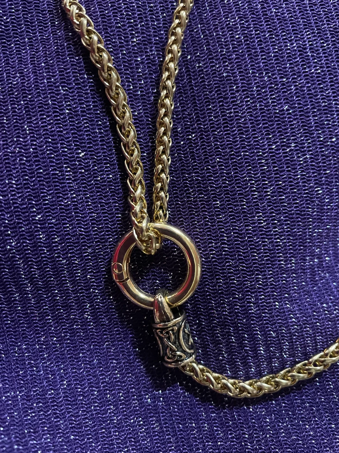 Gold Tone Woven Chain Necklace with Ring Clasp - photo 2