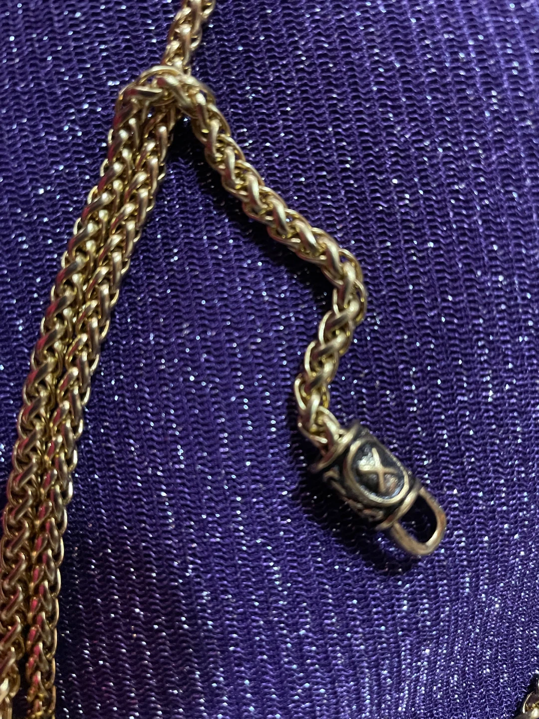 Gold Tone Woven Chain Necklace with Ring Clasp - photo 3