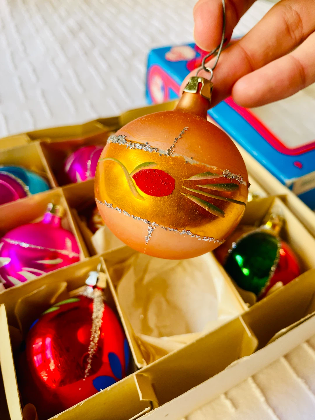 VIntage Santa Land 9pc Glass Christmas Ornaments Poland - photo 4