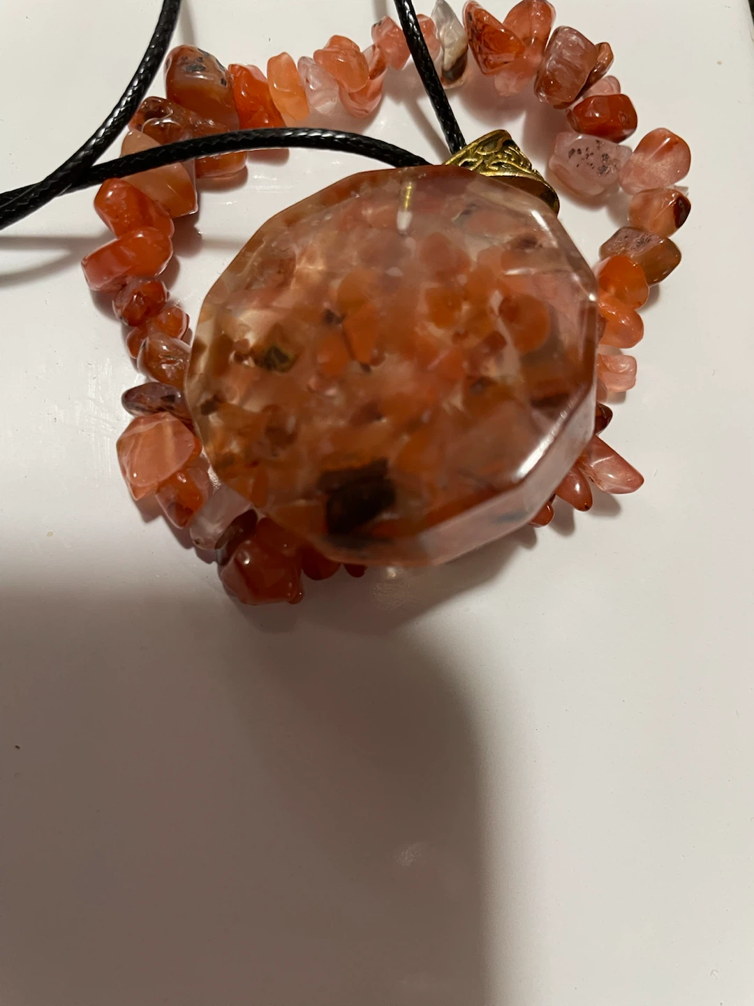 Carnelian Natural Stone Celtic Pendant & Chip Bracelet - photo 2