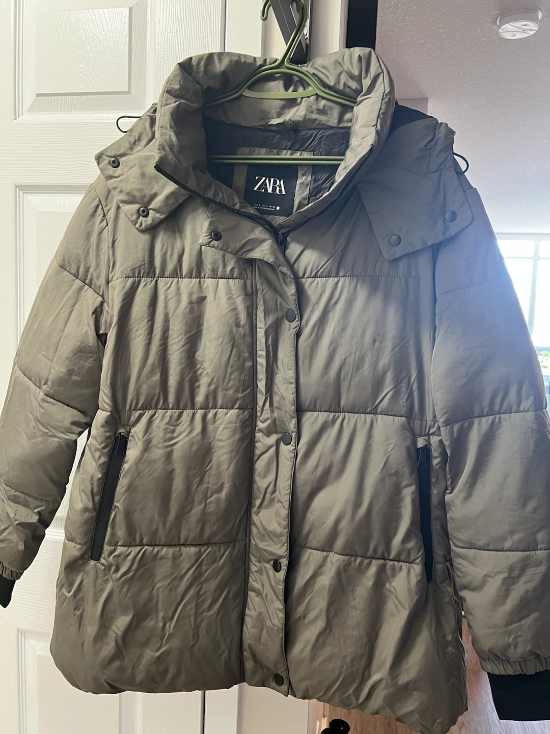 Zara Olive Green Puffer Jacket