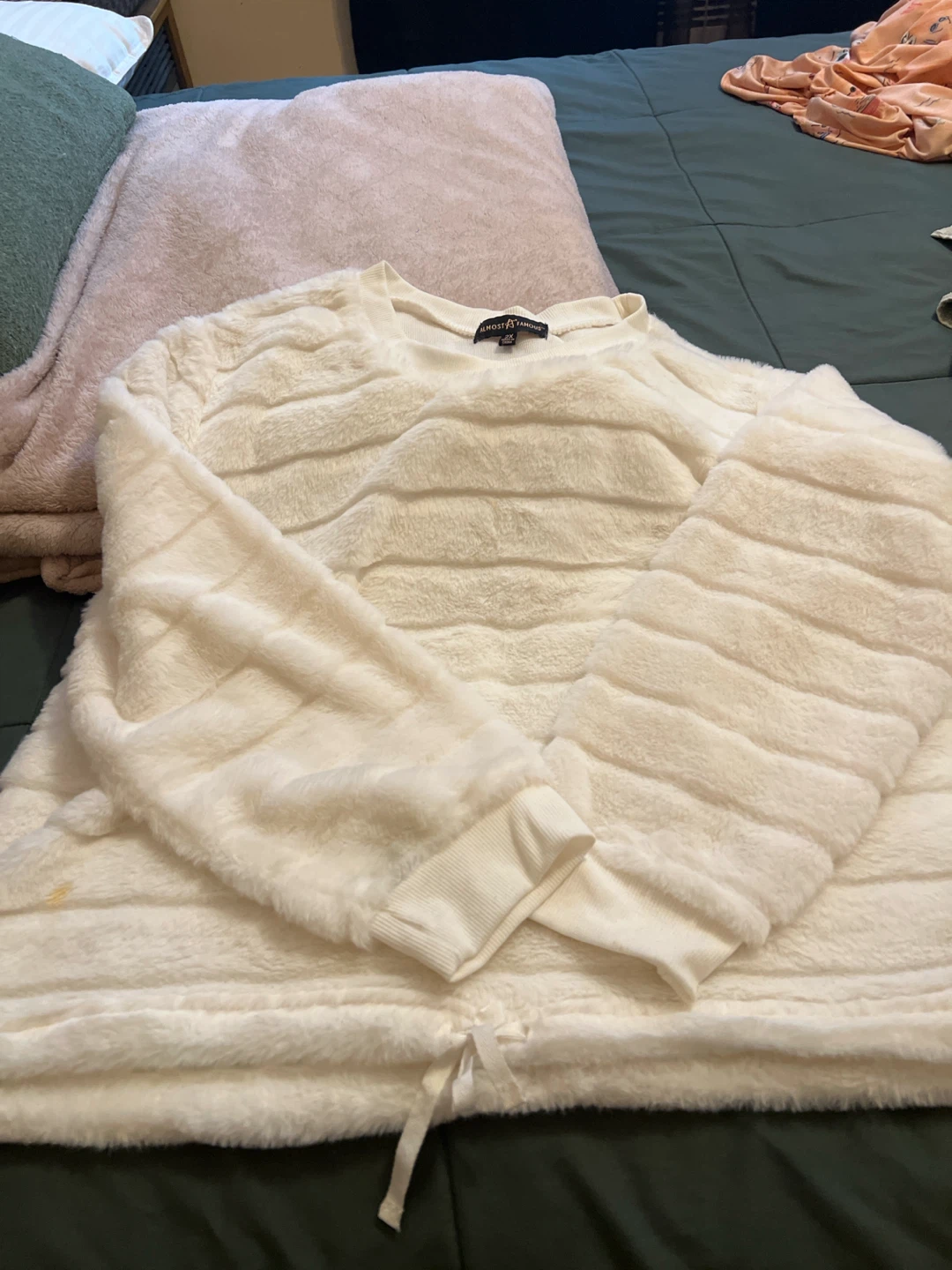 Almost Famous Cream Faux Fur Sweater