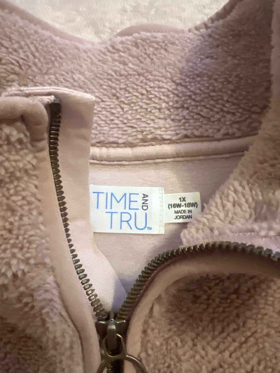 Time and Tru Pink Fuzzy Quarter-Zip Fleece - photo 2