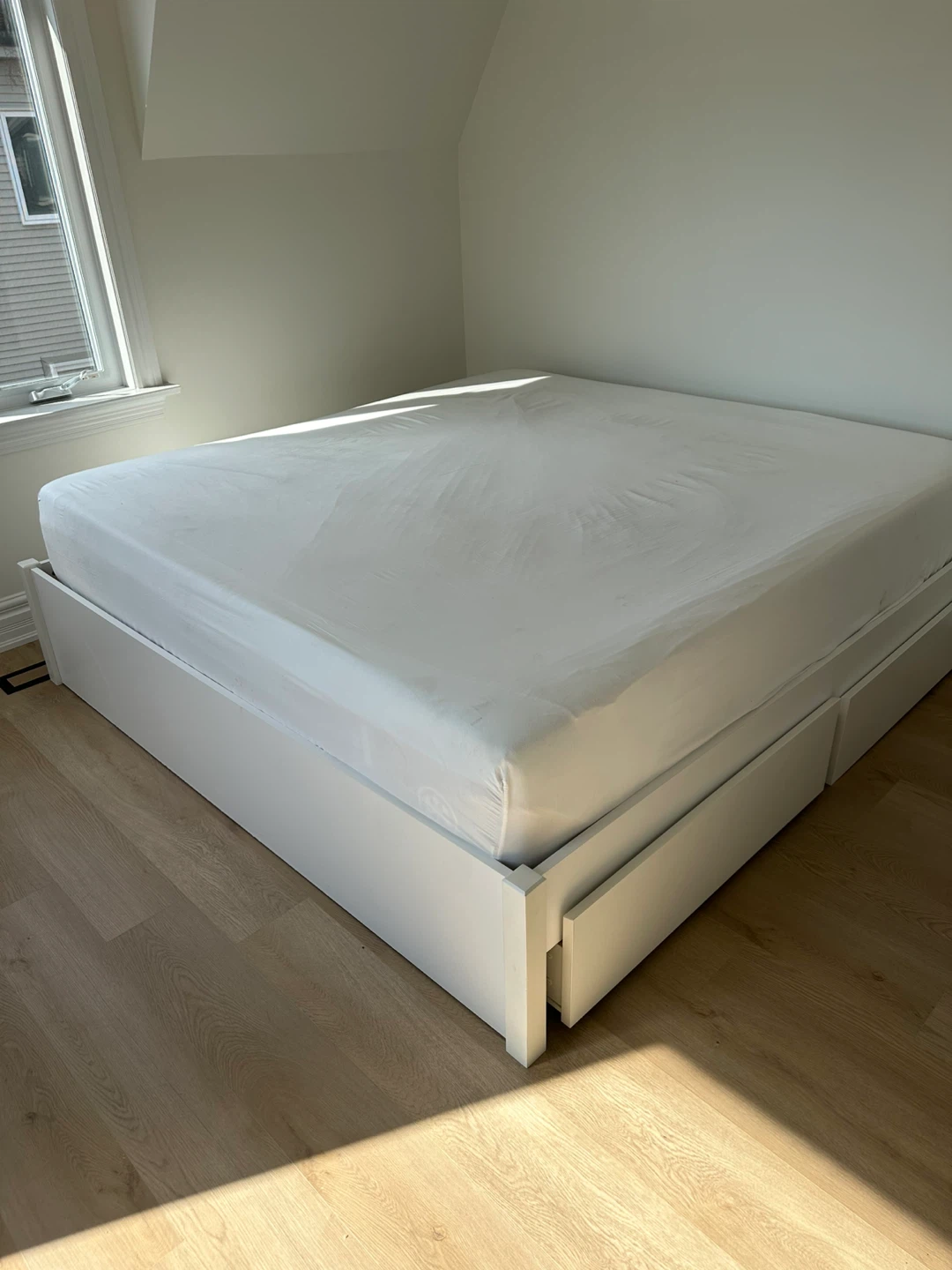 IKEA King Storage Bed Frame and Mattress - photo 2
