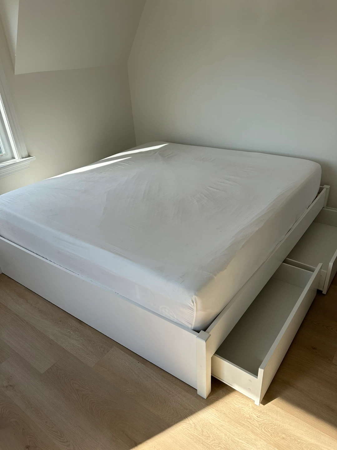 IKEA King Storage Bed Frame and Mattress - photo 4
