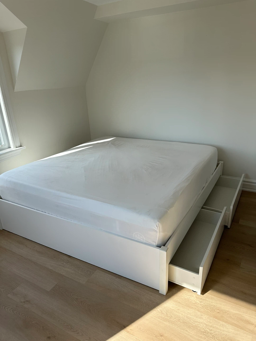 IKEA King Storage Bed Frame and Mattress - photo 5