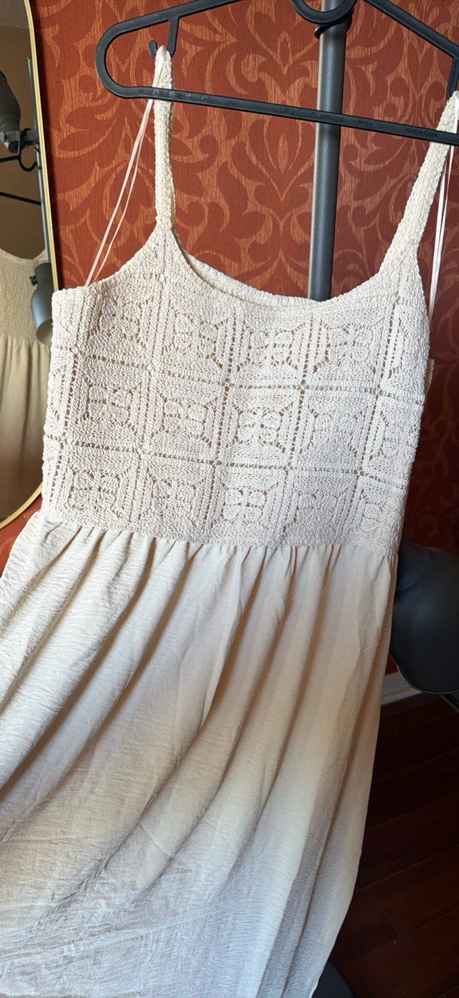 Suzy Shier Cream Crochet Detail Dress - photo 2