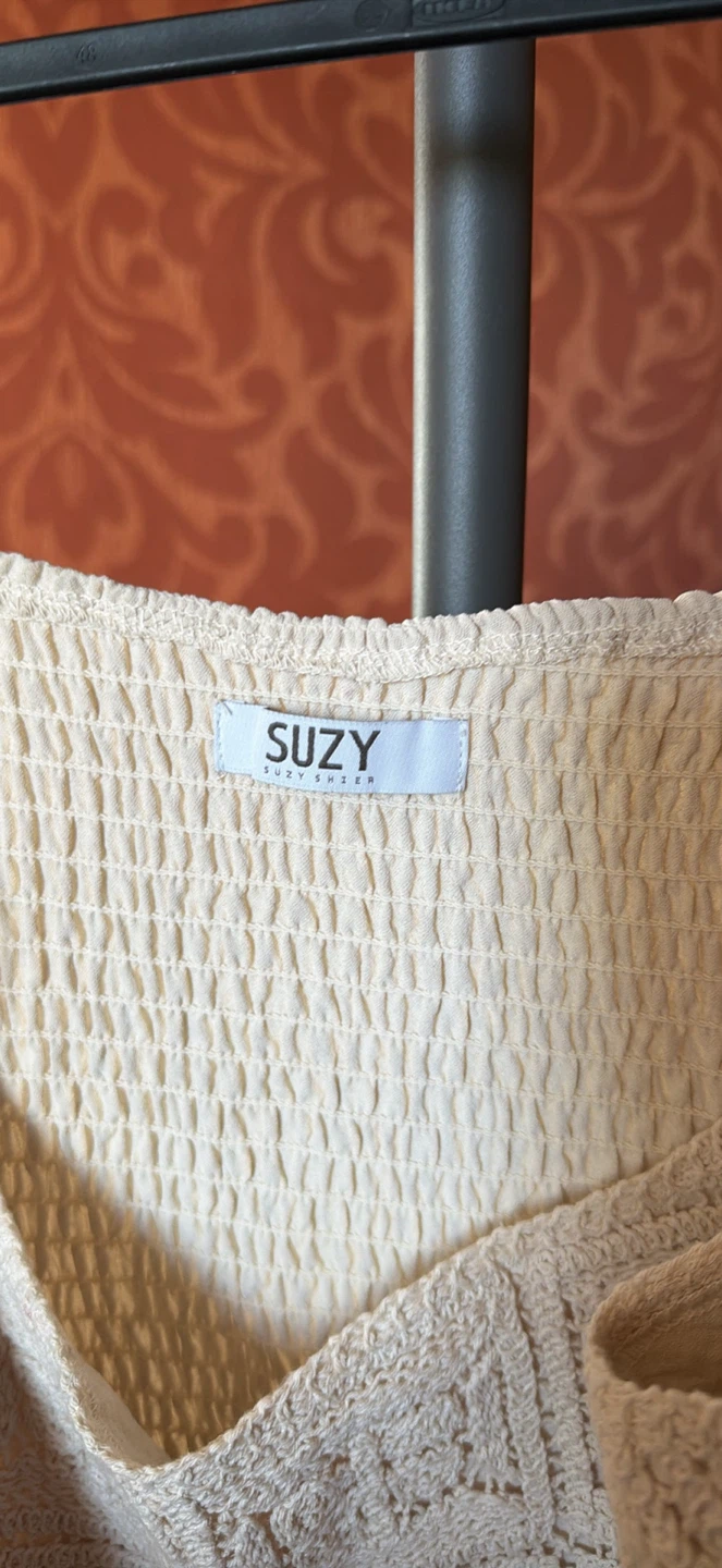 Suzy Shier Cream Crochet Detail Dress - photo 3