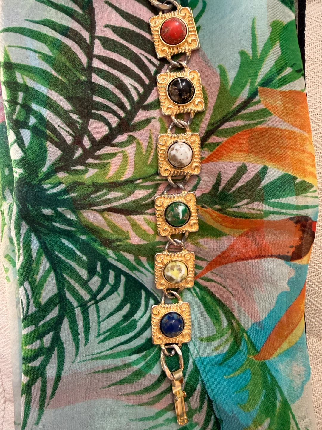 Vintage Multi-Stone Link Bracelet
