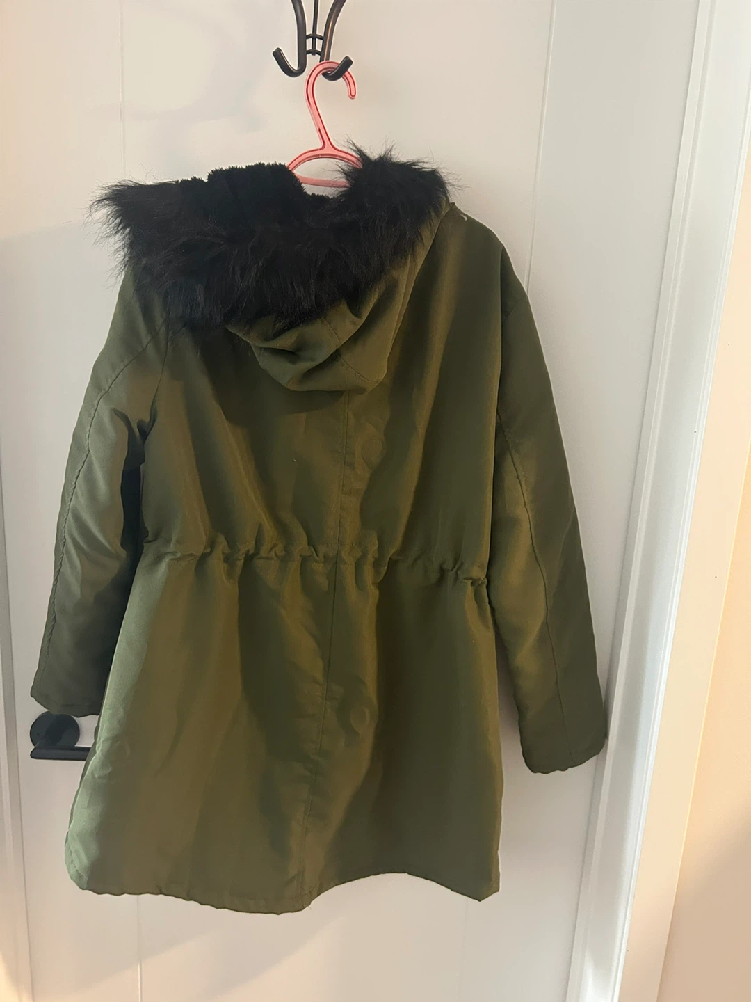 Olive Green Parka with Faux Fur Hood - photo 2