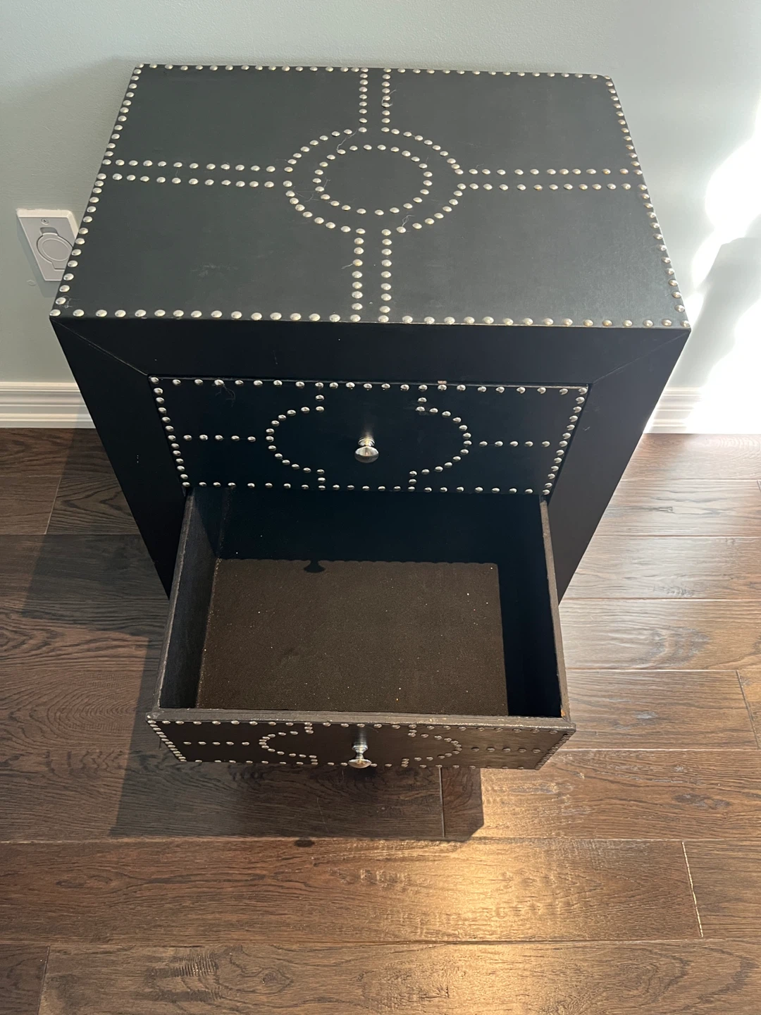 Black Studded 3-Drawer Nightstand - photo 3