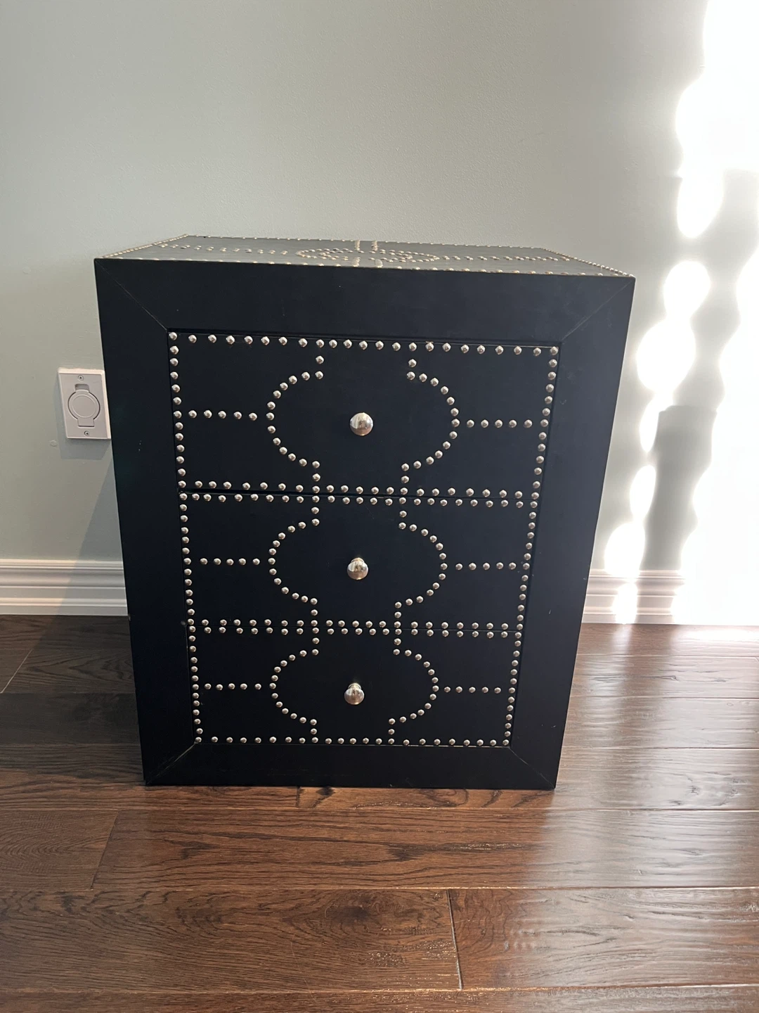 Black Studded 3-Drawer Nightstand - photo 4