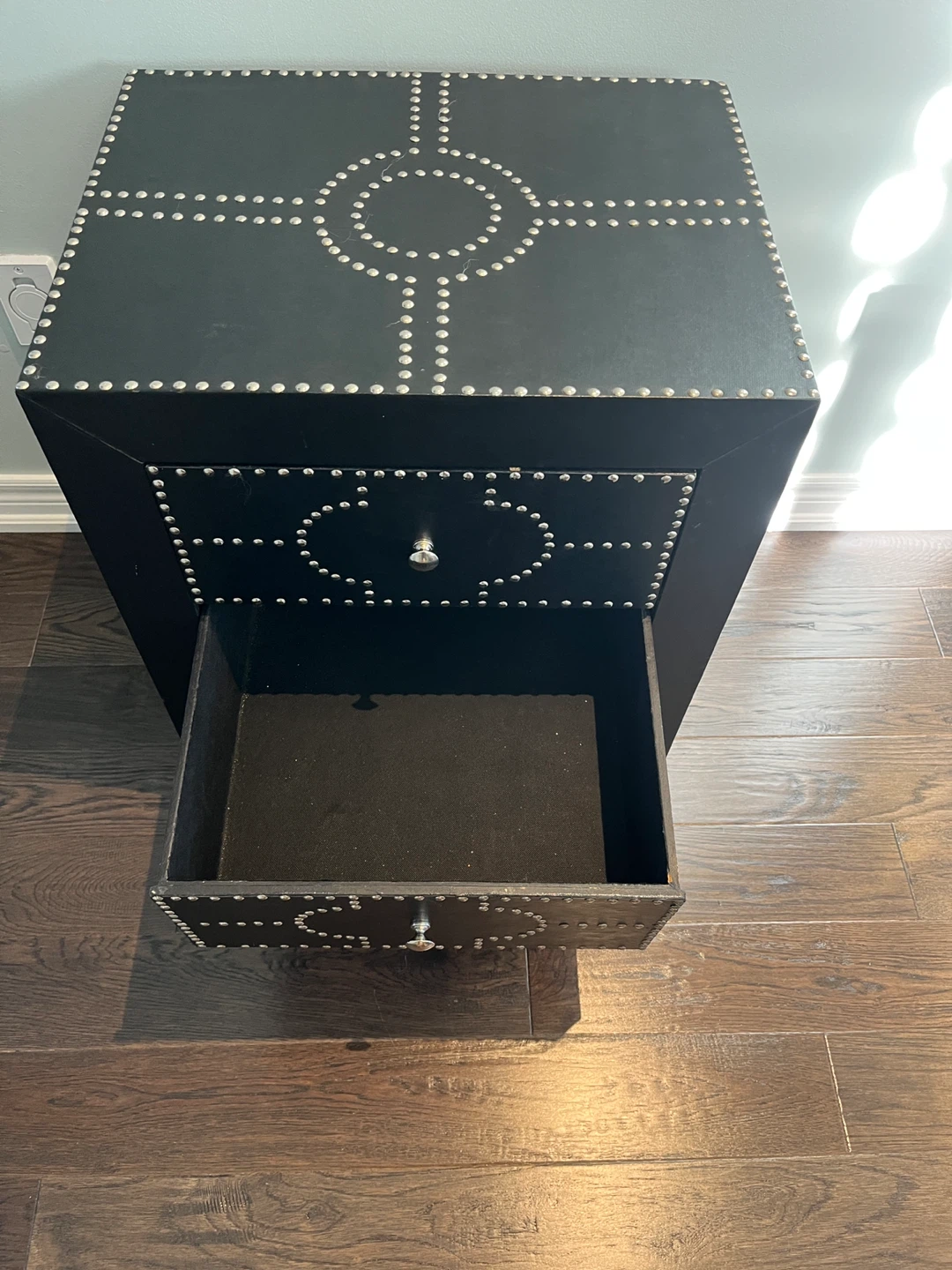 Black Studded 3-Drawer Nightstand - photo 5