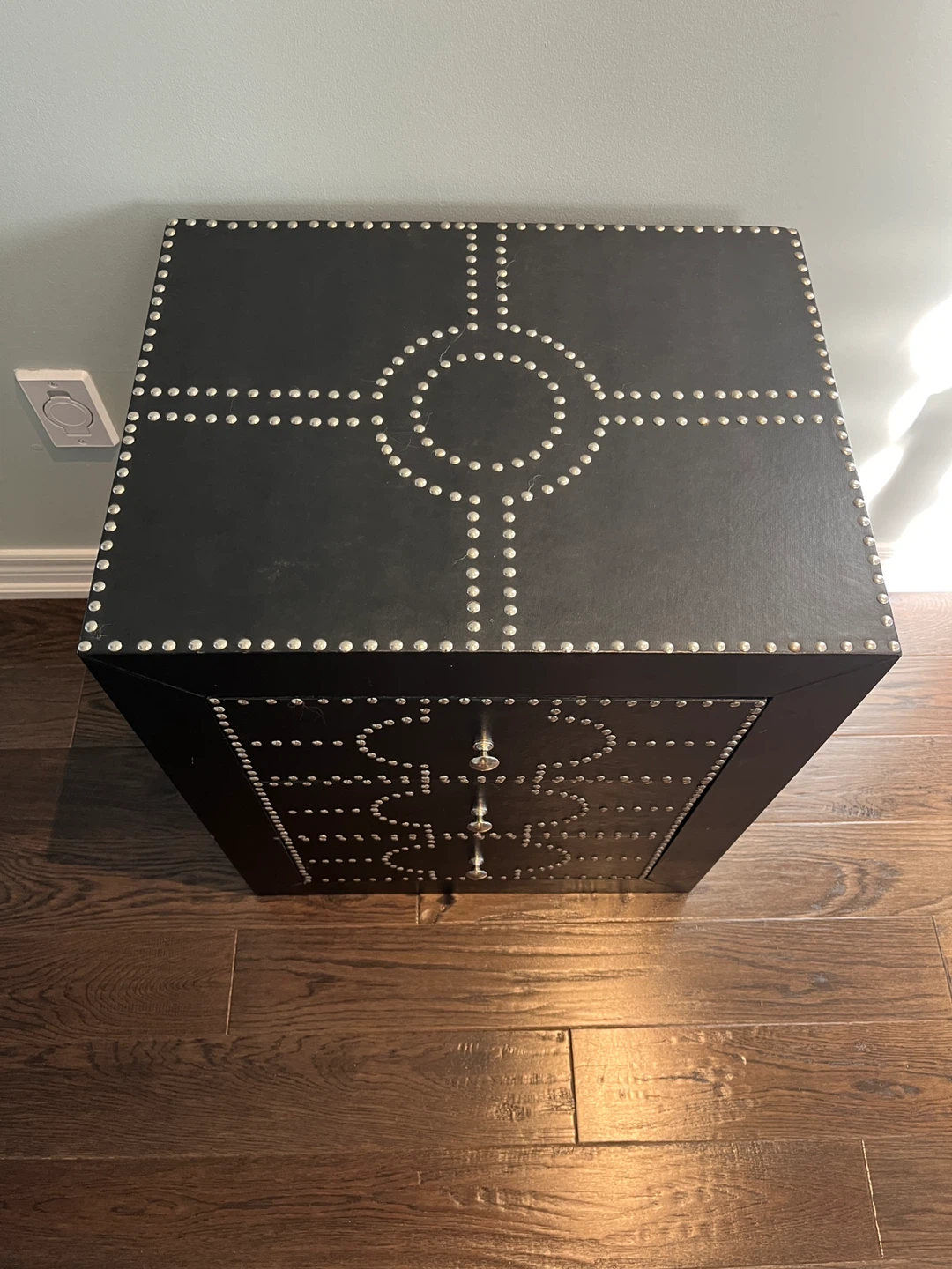Black Studded 3-Drawer Nightstand - photo 2