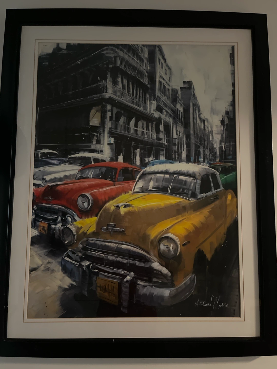 Framed Classic Car Painting