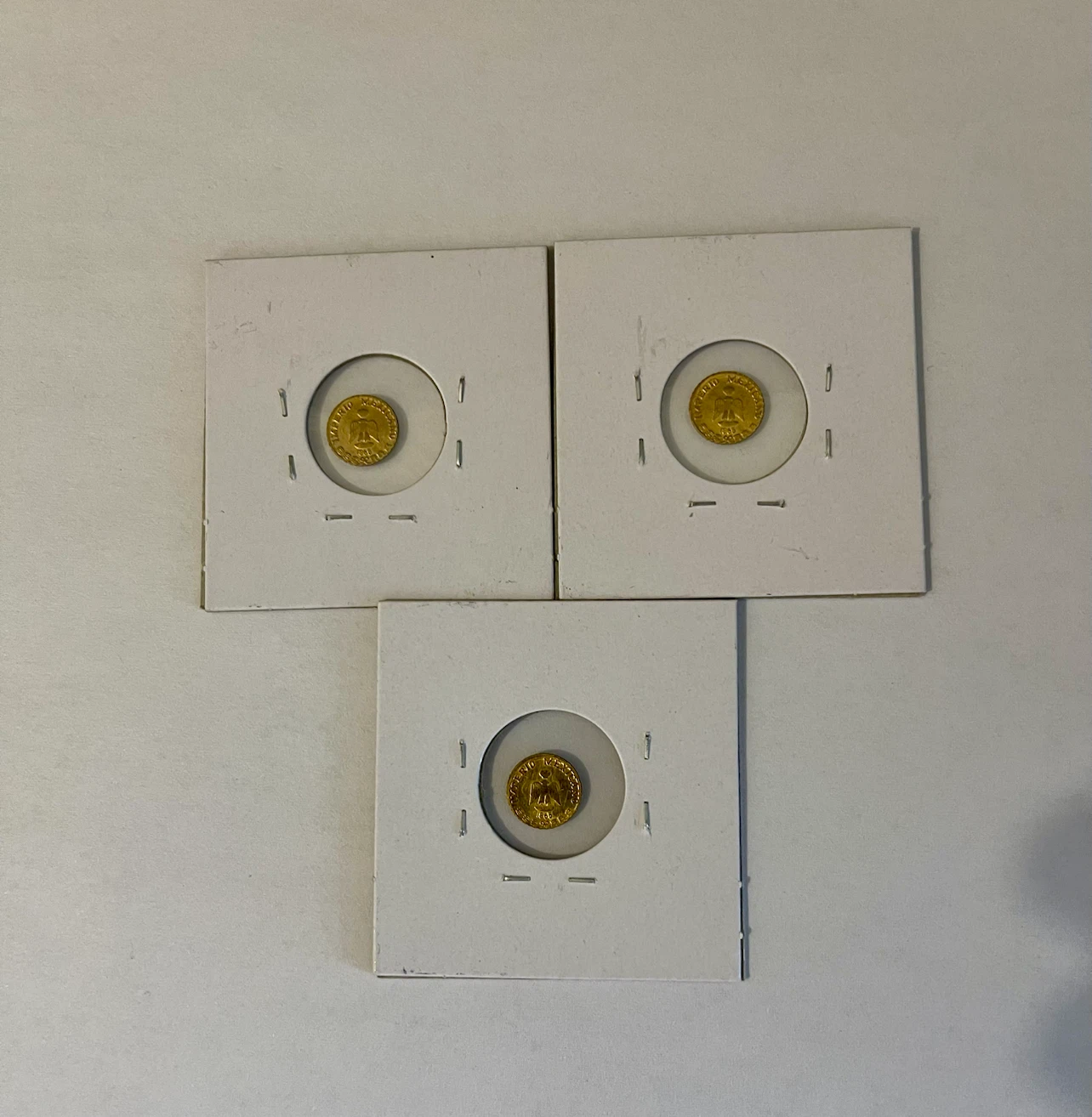 3 Mexican 1865 Gold Coins - photo 2