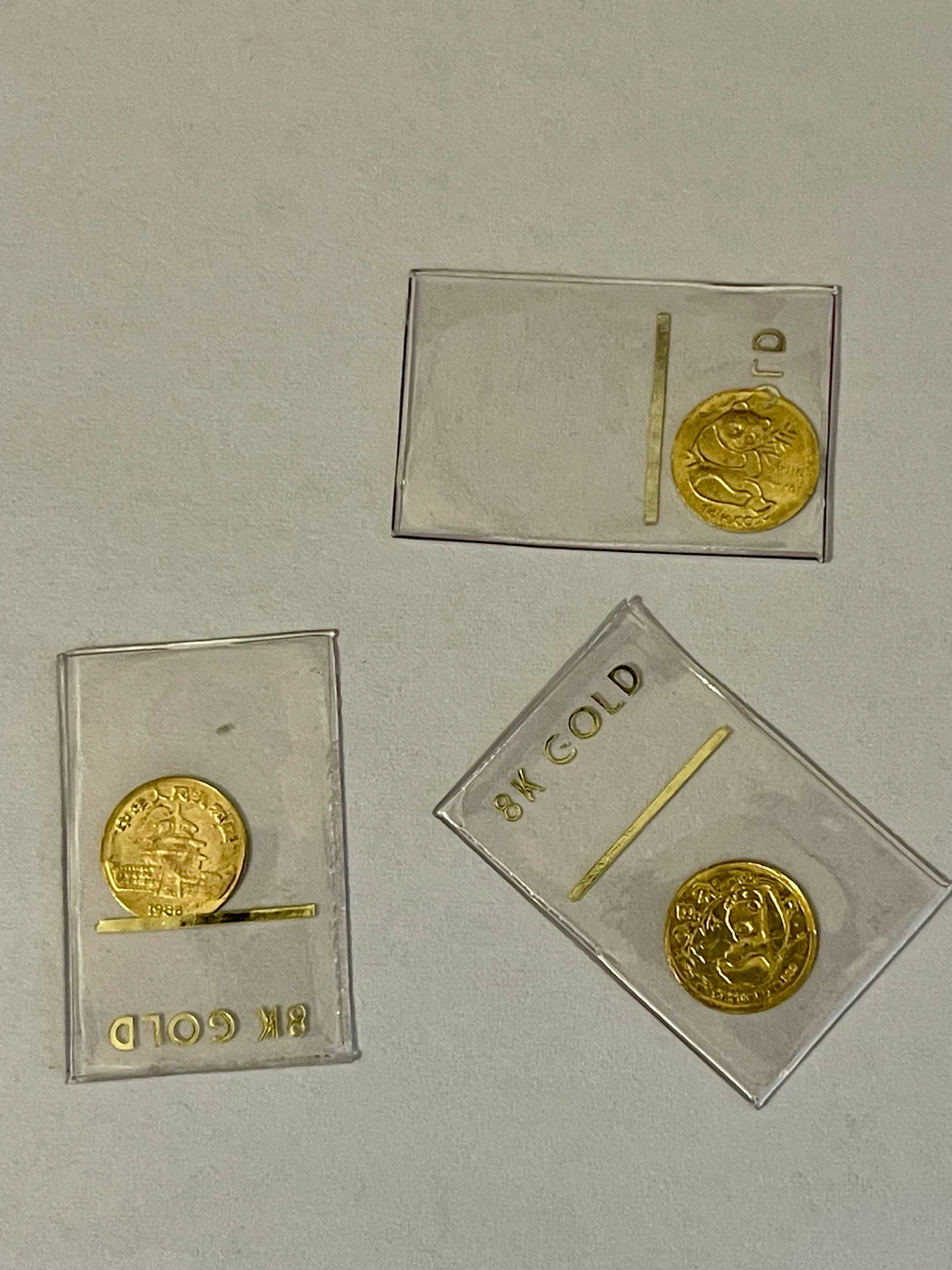 Three 8K Gold Panda Coins - photo 2