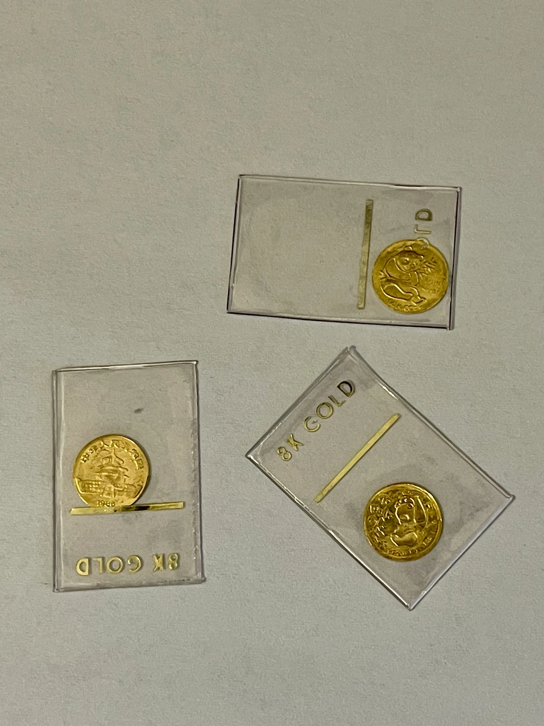 Three 8K Gold Panda Coins - photo 3