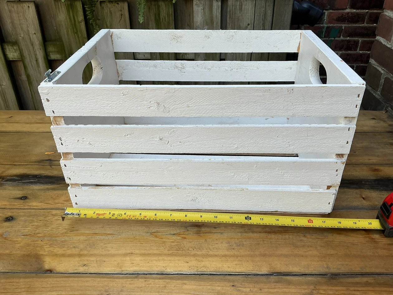 White painted wooden storage crate !