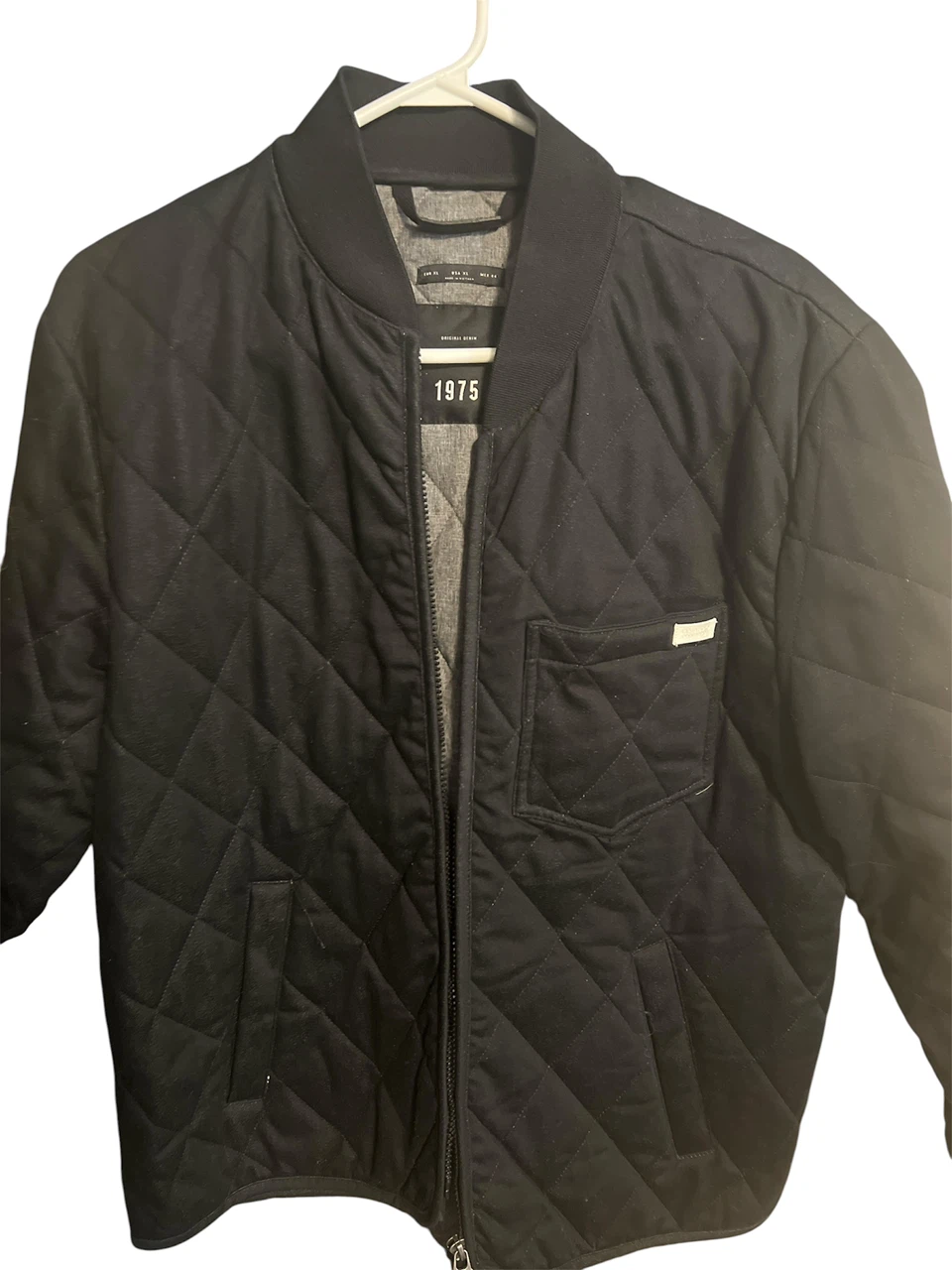 Zara  Quilted Bomber Jacket Black Size XL