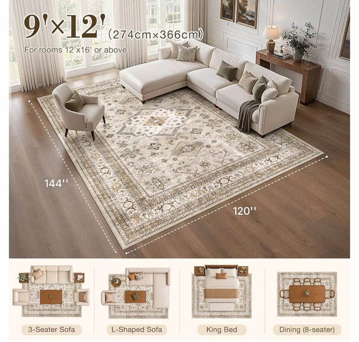 Large Traditional Style Area Rug
