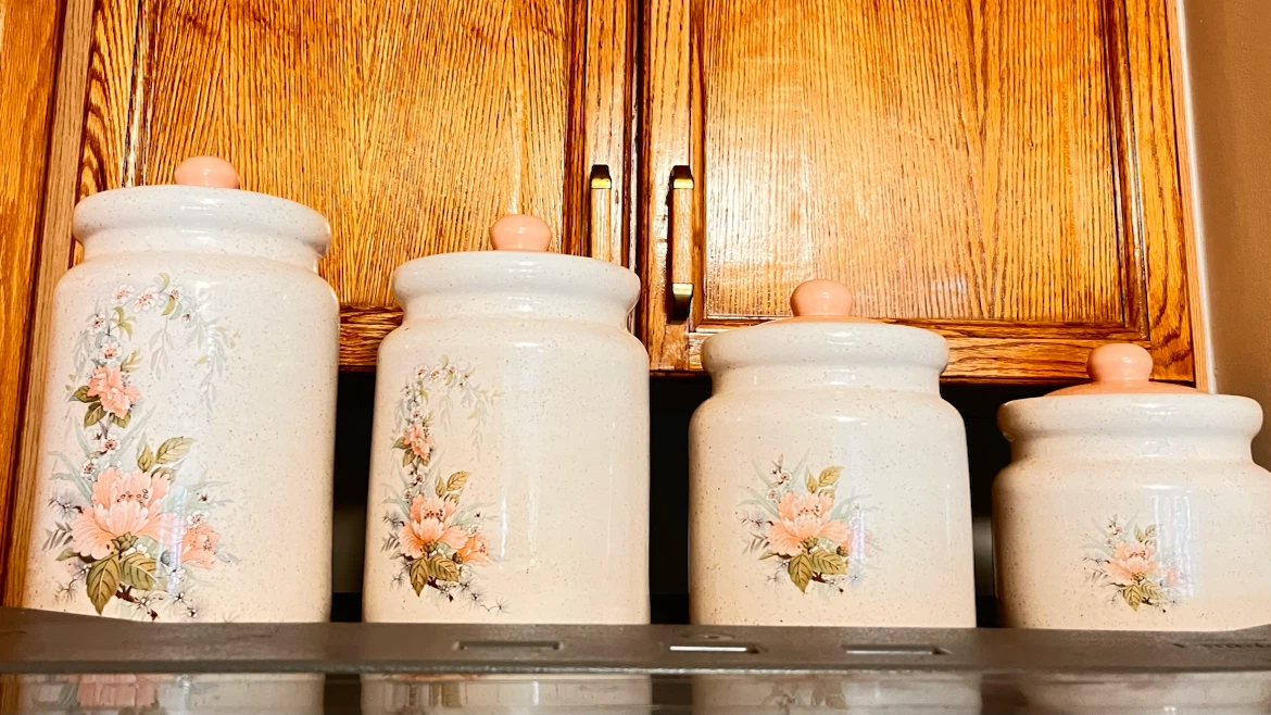Floral ceramic canister set