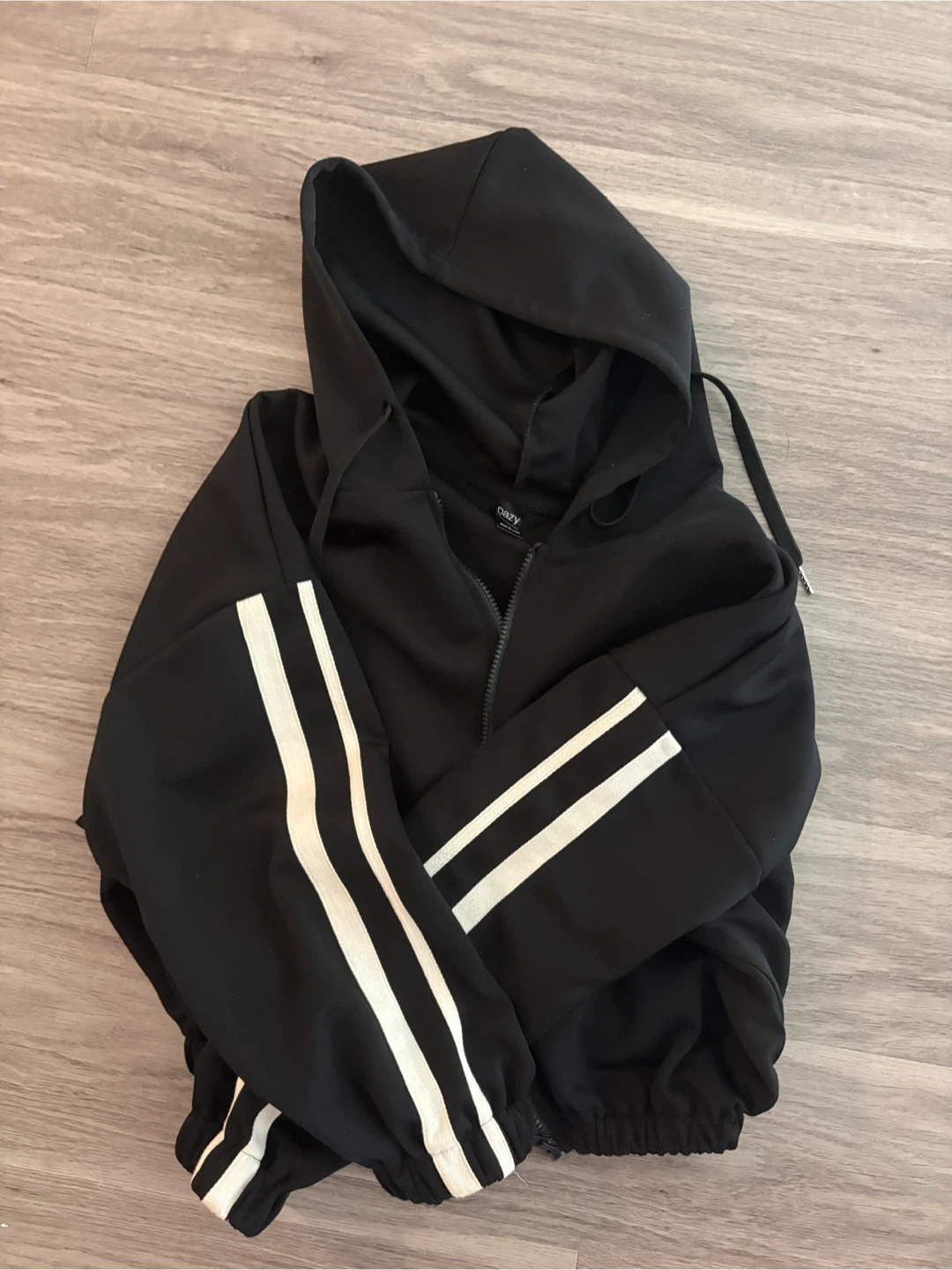 Dazy Black Cropped Zip-Up Hoodie - photo 2