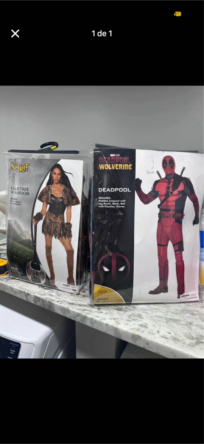 Spirit Halloween Deadpool and Valkyrie Costumes