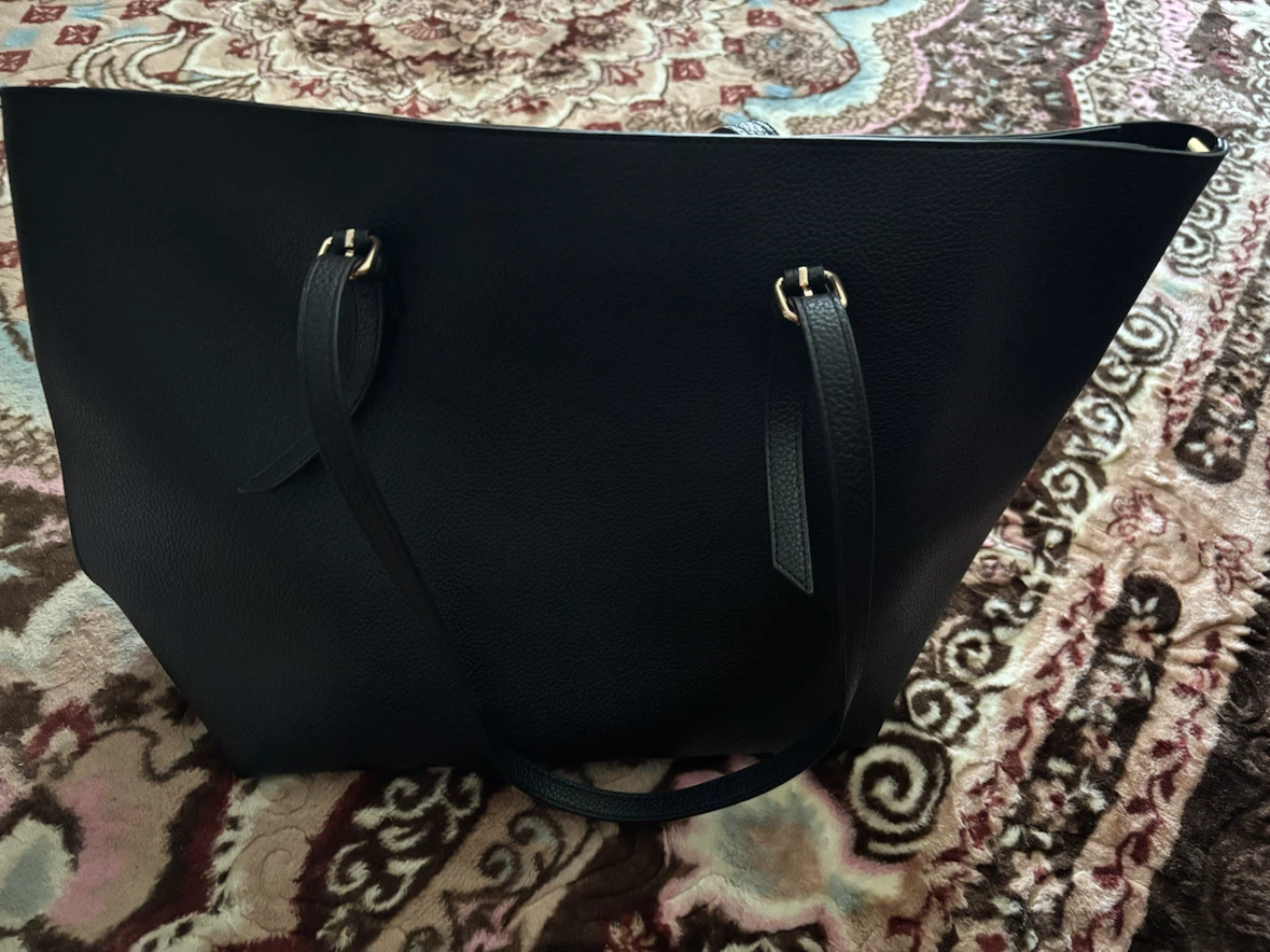 Black Pebbled Leather Tote Bag