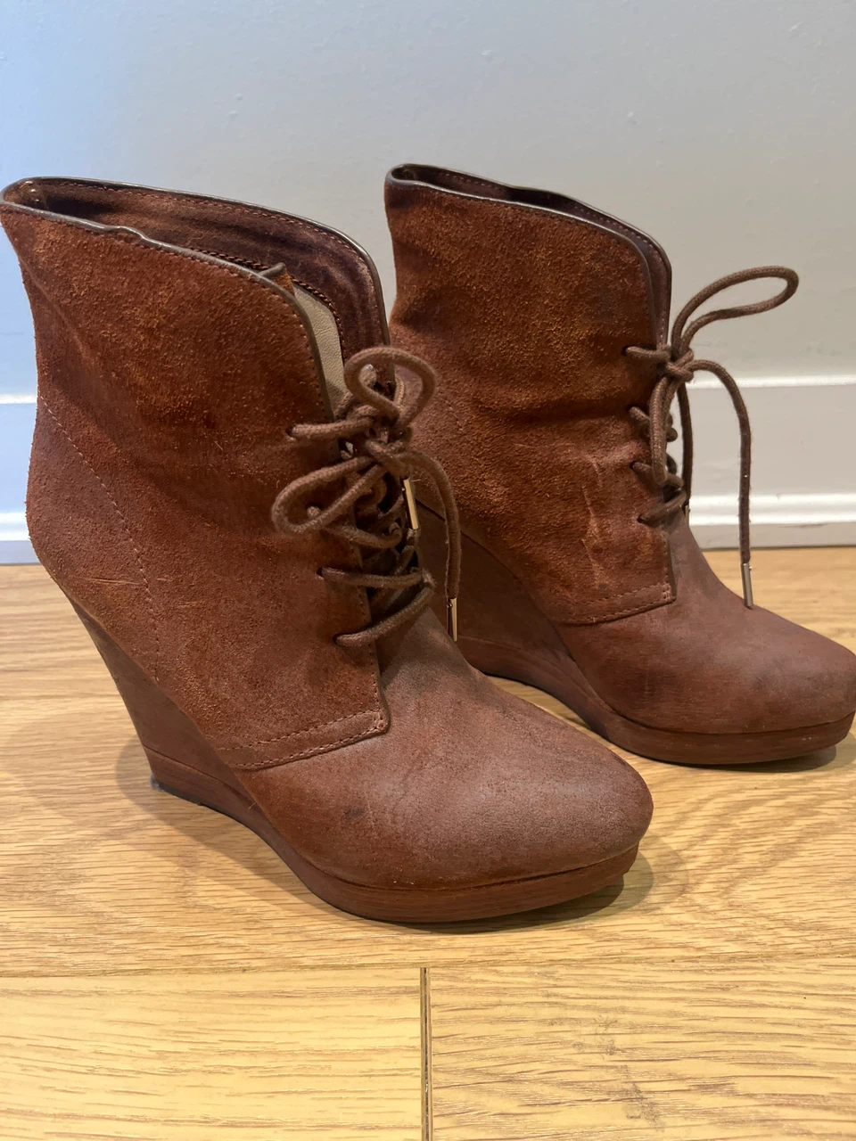 Michael Kors Brown Suede Wedge Boots