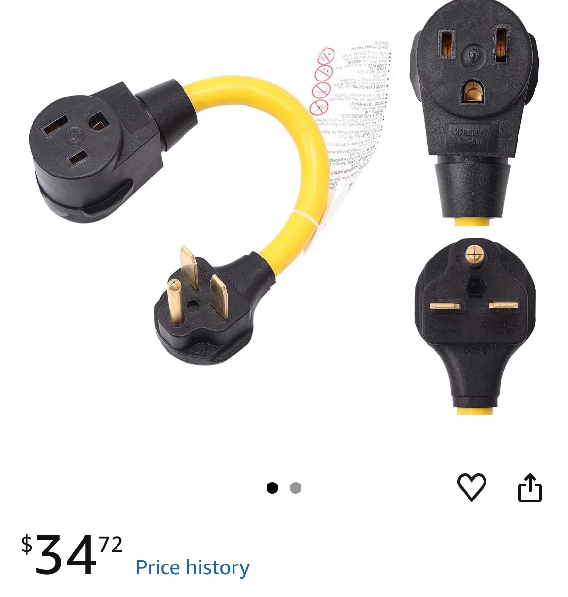 Onetak NEMA 6-30P to 6-50R Power Cord Adapter - photo 4