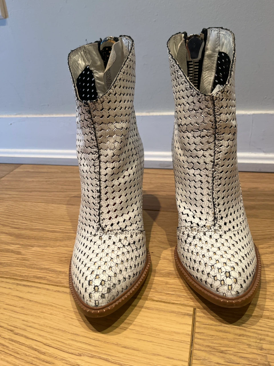 Diesel White Woven Ankle Boots