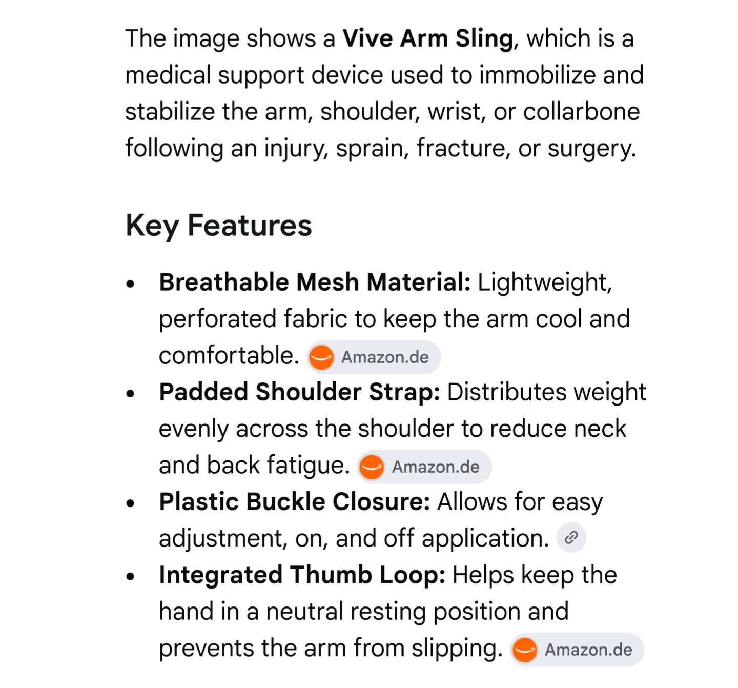Vive Medical Arm Sling Support - Adult one size - photo 3