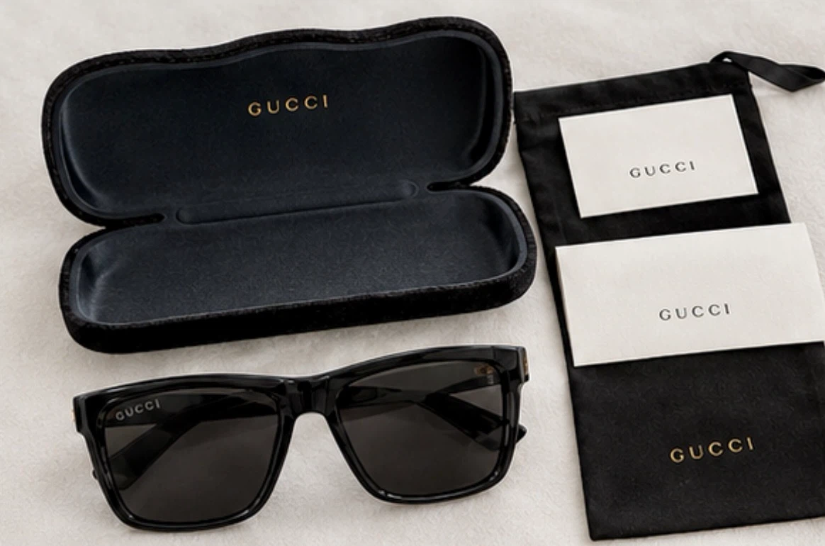 Gucci GG0748S Black Frame Grey Lens Sunglasses