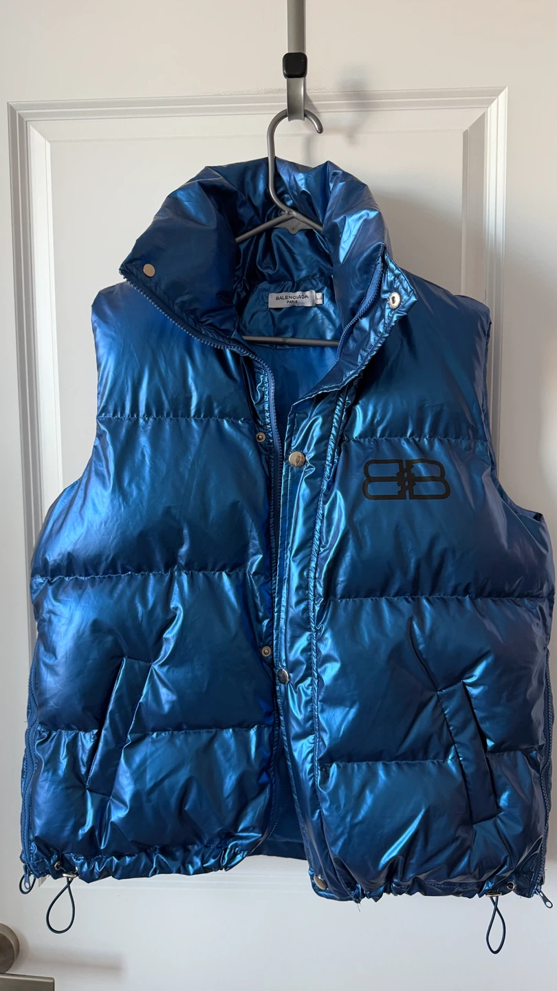Balenciaga Metallic Blue Puffer Vest