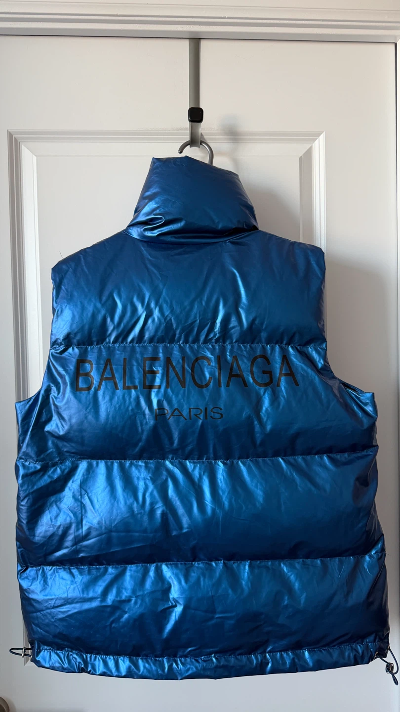 Balenciaga Metallic Blue Puffer Vest - photo 3