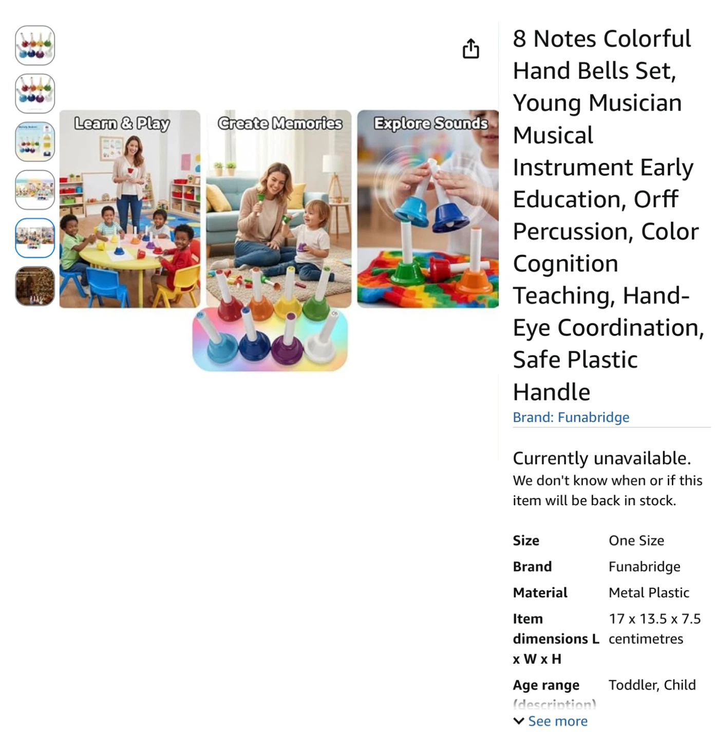 New Funabridge 8 Note Hand Bell Set