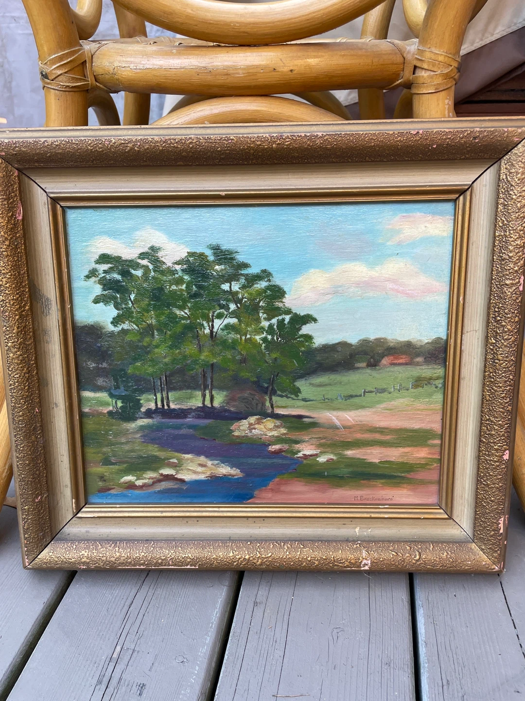 Vintage landscape oil painting by M. Brackenboro