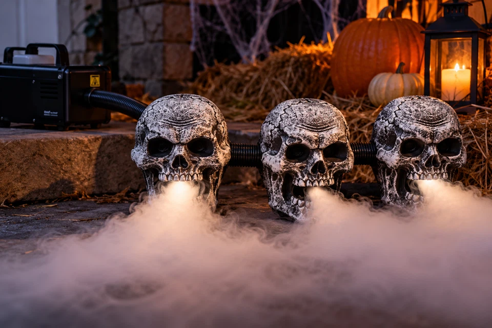 Halloween Skull Trio Fog Machine Accessory BNIB