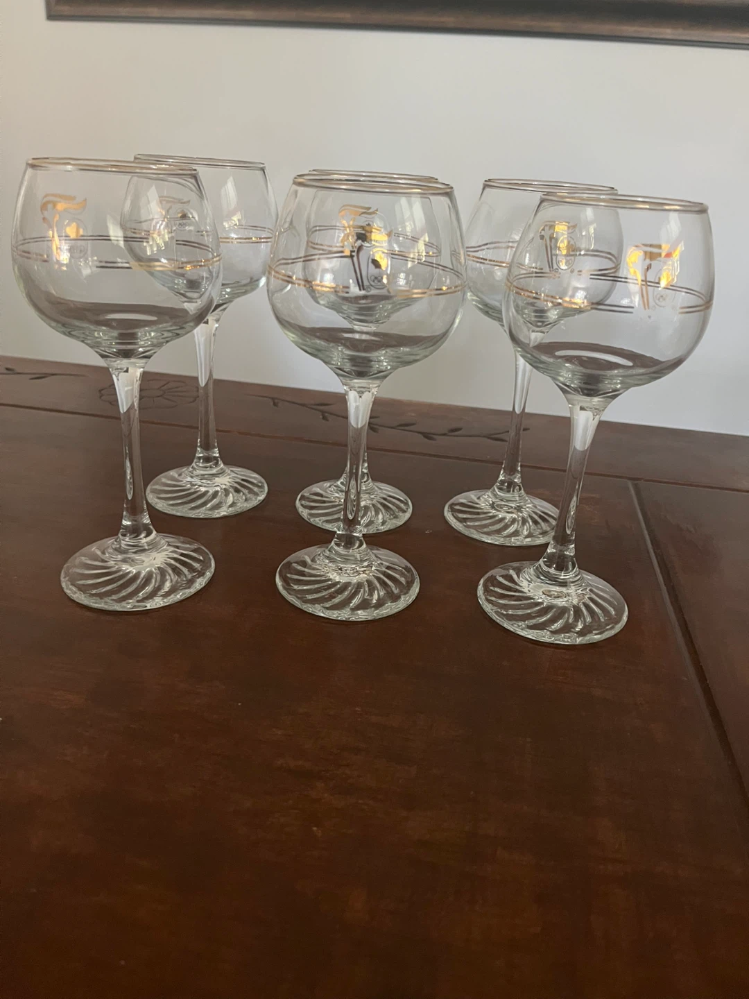 Set of 6 Olympic Souvenir Wine Glasses